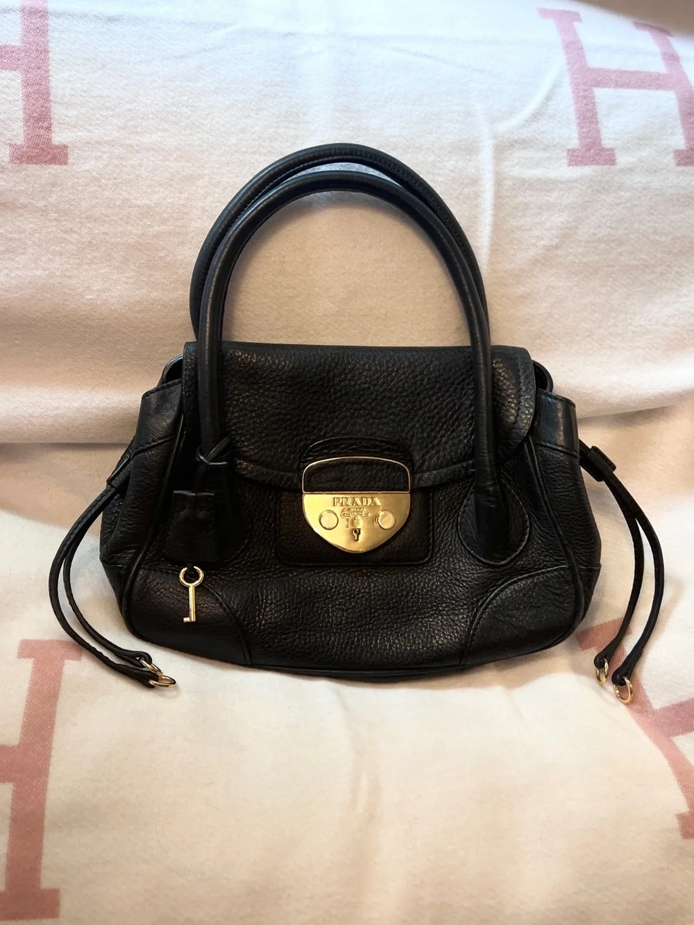 Prada Vintage lock and key bag! RARE! Black Leather Tote⭐️ Offers welcome!